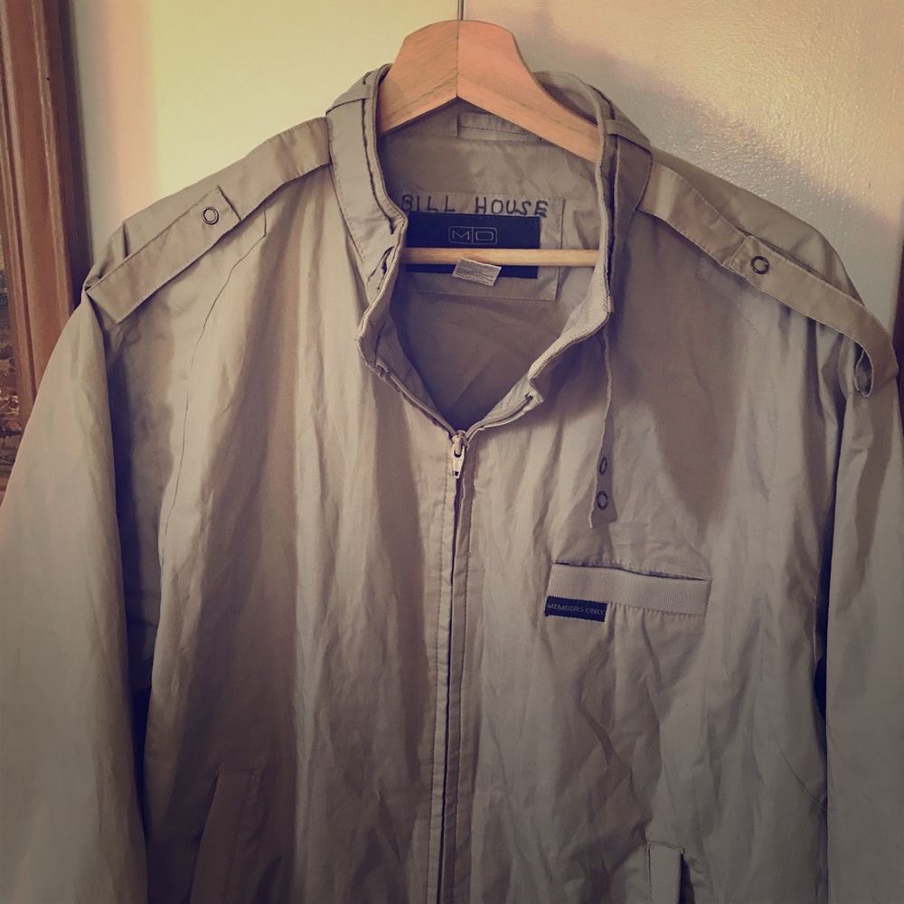 Vintage Members Only Jacket- Tan - XL 80s 90s 🕺🏻